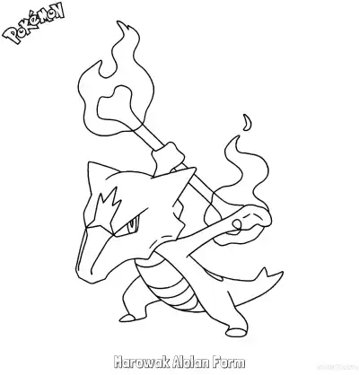 Free printable Marowak Alolan Form Coloring Page - Free Printable Pokemon Coloring Sheets coloring page